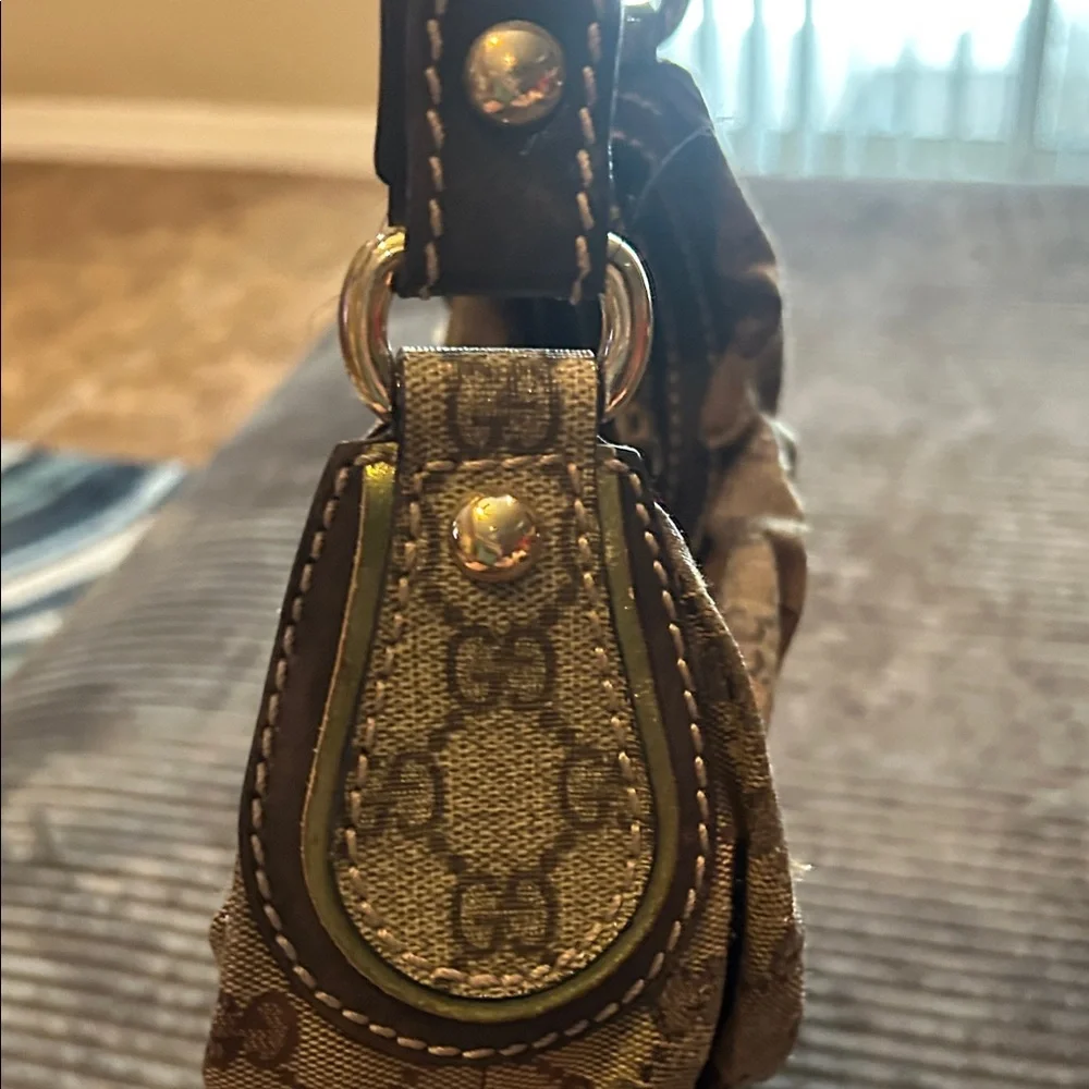 Gucci Crystal Tan & Dark Brown Monogram Hobo Shoulder Bag - Picture 6 of 16